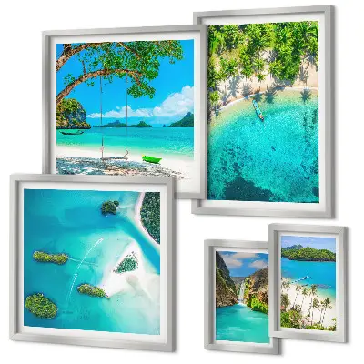 Wanddecoratie compositie tropische stranden met paradijselijk water