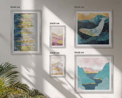Wanddecoratie compositie Abstracte bergen moderne zee