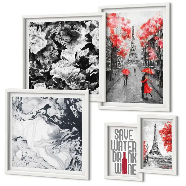 Wanddecoratie compositie Parijse bloemen en patronen