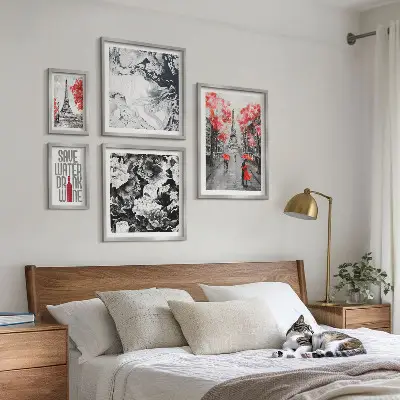 Wanddecoratie compositie Parijse bloemen en patronen