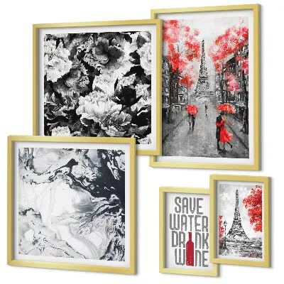 Wanddecoratie compositie Parijse bloemen en patronen