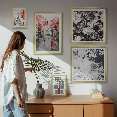 Wanddecoratie compositie Parijse bloemen en patronen