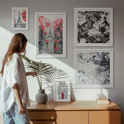 Wanddecoratie compositie Parijse bloemen en patronen