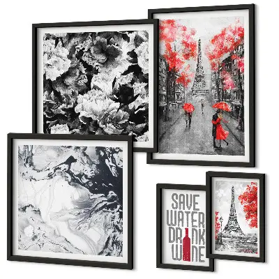 Wanddecoratie compositie Parijse bloemen en patronen