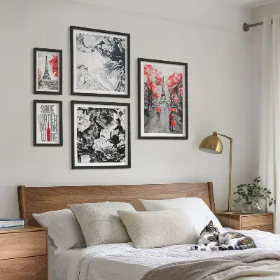 Wanddecoratie compositie Parijse bloemen en patronen
