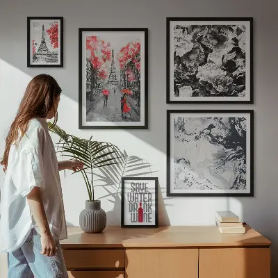 Wanddecoratie compositie Parijse bloemen en patronen