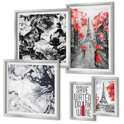 Wanddecoratie compositie Parijse bloemen en patronen