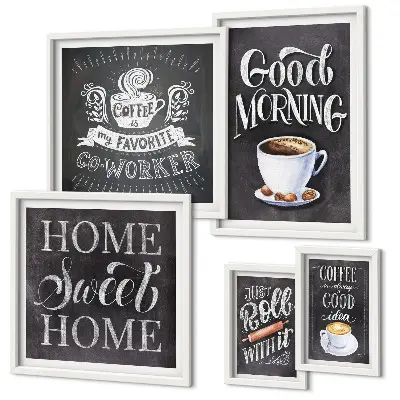 Moderne schilderijen set Rustieke koffie-inspiratie