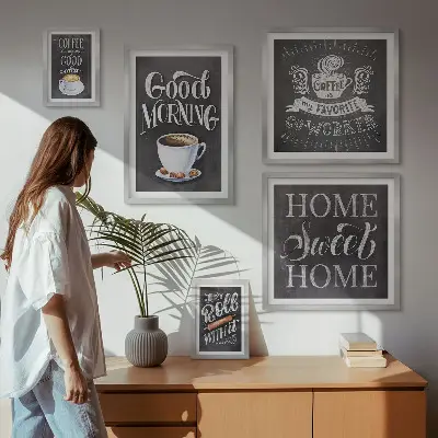 Moderne schilderijen set Rustieke koffie-inspiratie