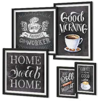 Moderne schilderijen set Rustieke koffie-inspiratie