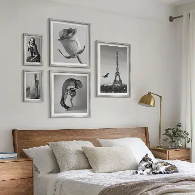 Wanddecoratie stijlvolle zwart-wit print van Parijs