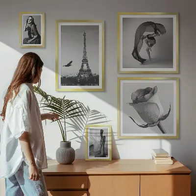 Wanddecoratie stijlvolle zwart-wit print van Parijs