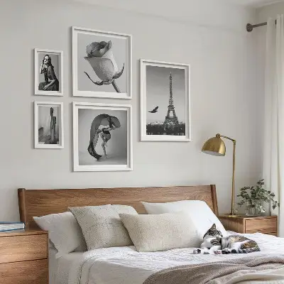 Wanddecoratie stijlvolle zwart-wit print van Parijs