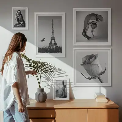 Wanddecoratie stijlvolle zwart-wit print van Parijs