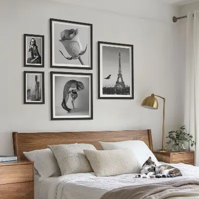 Wanddecoratie stijlvolle zwart-wit print van Parijs