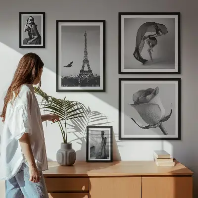 Wanddecoratie stijlvolle zwart-wit print van Parijs
