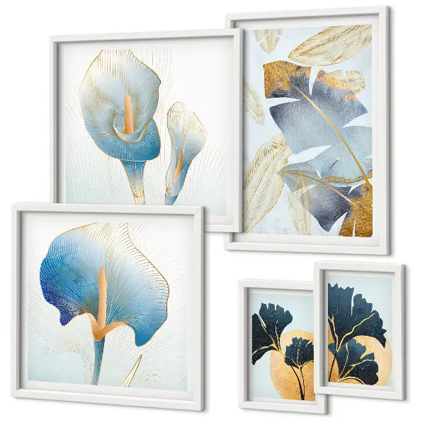 Moderne schilderijen set met plantmotieven