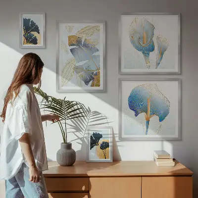 Moderne schilderijen set met plantmotieven