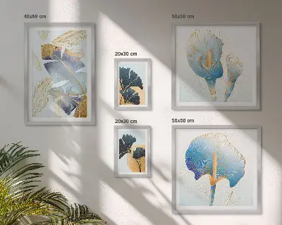 Moderne schilderijen set met plantmotieven