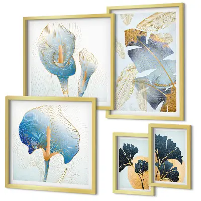 Moderne schilderijen set met plantmotieven