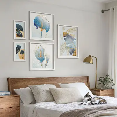Moderne schilderijen set met plantmotieven