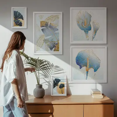 Moderne schilderijen set met plantmotieven