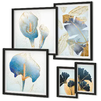 Moderne schilderijen set met plantmotieven