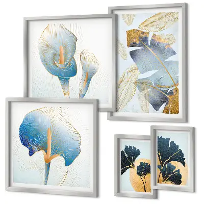 Moderne schilderijen set met plantmotieven