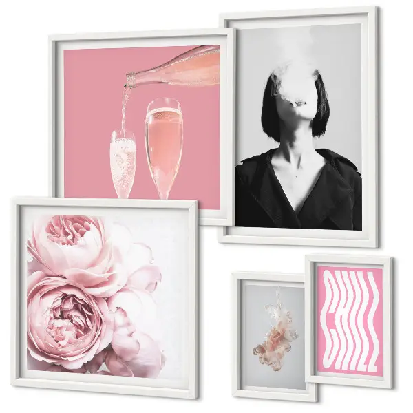 Wanddecoratie compositie vrouw genietend van wijn en rook