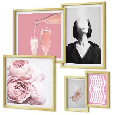 Wanddecoratie compositie vrouw genietend van wijn en rook