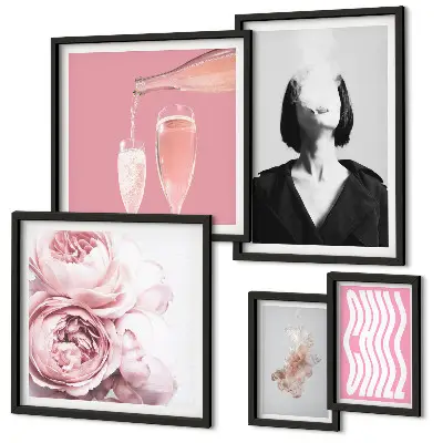 Wanddecoratie compositie vrouw genietend van wijn en rook