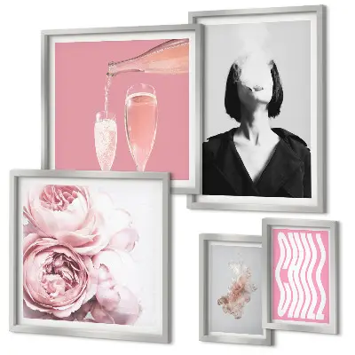 Wanddecoratie compositie vrouw genietend van wijn en rook