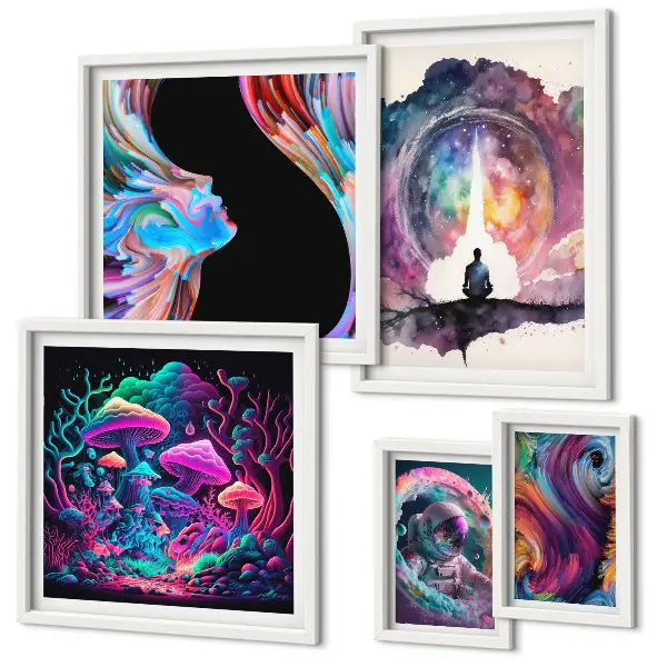 Gallery wall kosmische surrealistische inspiraties
