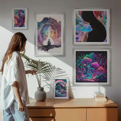Gallery wall kosmische surrealistische inspiraties