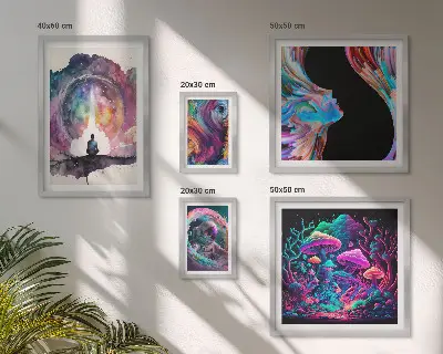 Gallery wall kosmische surrealistische inspiraties