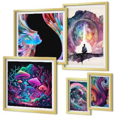 Gallery wall kosmische surrealistische inspiraties