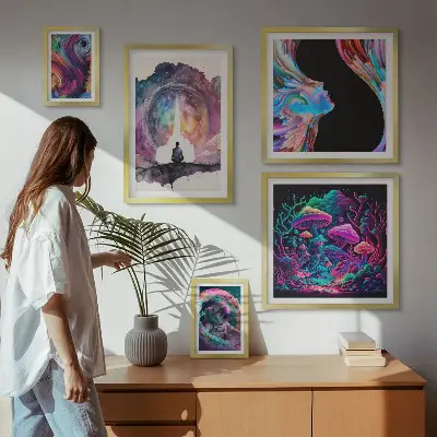 Gallery wall kosmische surrealistische inspiraties