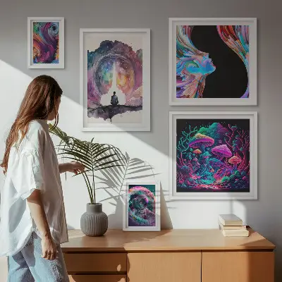 Gallery wall kosmische surrealistische inspiraties
