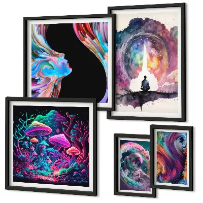 Gallery wall kosmische surrealistische inspiraties