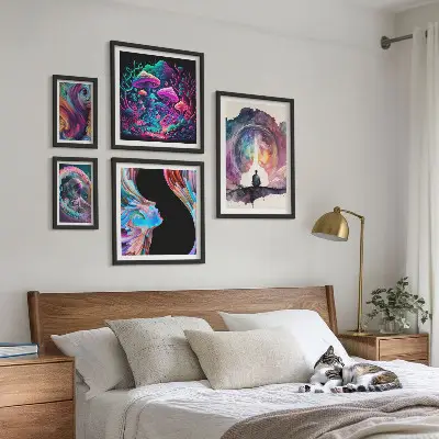 Gallery wall kosmische surrealistische inspiraties