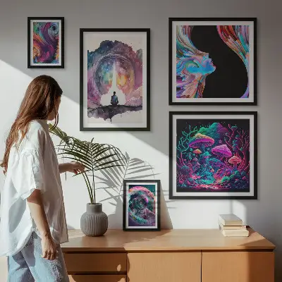 Gallery wall kosmische surrealistische inspiraties