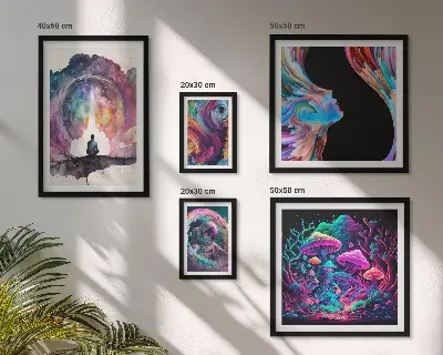 Gallery wall kosmische surrealistische inspiraties
