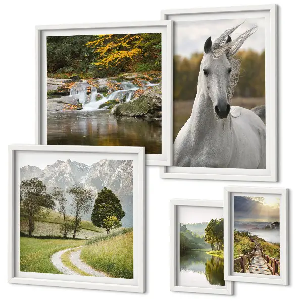 Wanddecoratie met landschappen compositie met paarden