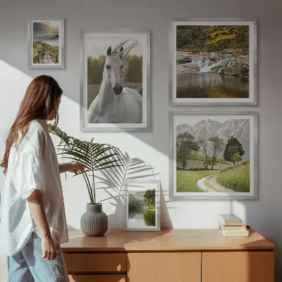 Wanddecoratie met landschappen compositie met paarden