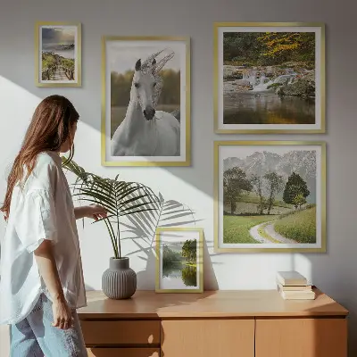 Wanddecoratie met landschappen compositie met paarden