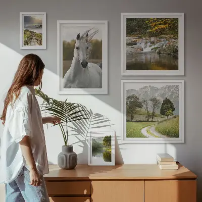 Wanddecoratie met landschappen compositie met paarden