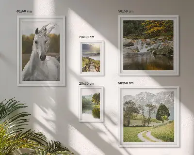 Wanddecoratie met landschappen compositie met paarden