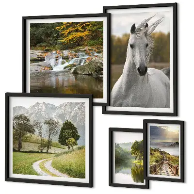 Wanddecoratie met landschappen compositie met paarden