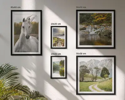 Wanddecoratie met landschappen compositie met paarden