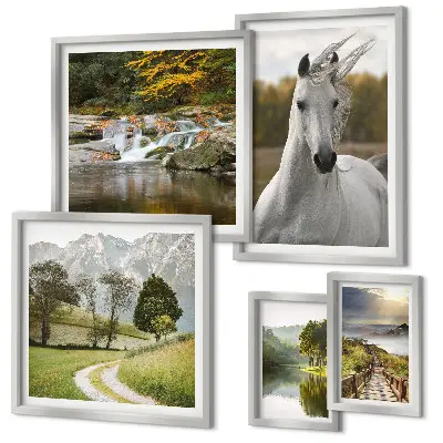 Wanddecoratie met landschappen compositie met paarden